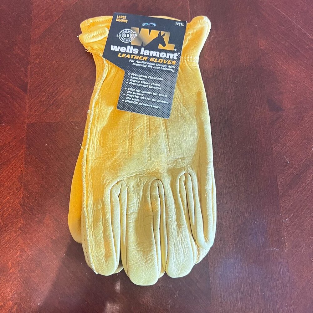 Wells Lamont Leather Gloves Large Premium Cowhide Durable‎ Work Gloves